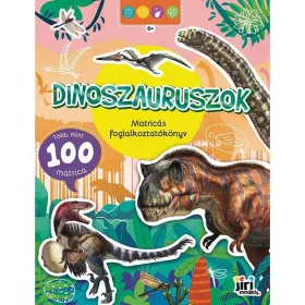   Matricás foglalkoztatókönyv, matricás füzet, A/4, 16 oldal+100 matrica, Dinoszauruszok