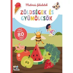   Matricás feladatok matricás füzet, A/4, 16 oldal+6 oldal matrica, Gyümölcsök és zöldségek
