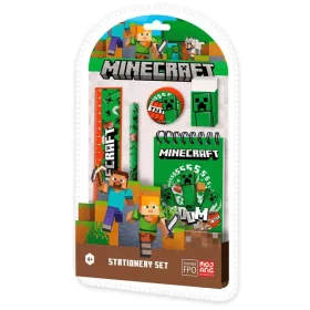   Minecraft Boom írószer szett 5 db-os (notesz, vonalzó, ceruza, radír, hegyező)