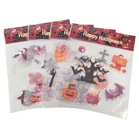 Halloween zselés ablakmatrica, 18x19 cm, többféle