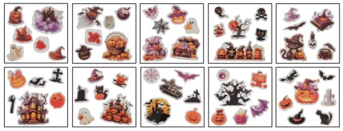 Halloween zselés ablakmatrica, 18x19 cm, többféle