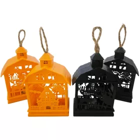   Halloweeni dekor házikó, LED-es, műanyag, 7,5x11cm, kétféle