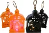 Halloweeni dekor házikó, LED-es, műanyag, 7,5x11cm, kétféle