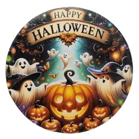 Halloweeni hűtőmágnes, kerek, 8,5cm, Happy Halloween