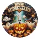 Halloweeni hűtőmágnes, kerek, 8,5cm, Happy Halloween
