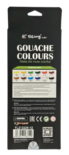 Goucha festék készlet, 12 db-os, 12x12ml, Yalong YL212226