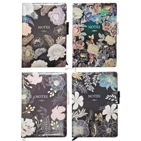  Virágmintás keményfedeles notesz, napló A/5, vonalas, többféle változat