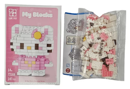 Építőkocka készlet, mikroblokk, My Blocks, Hello Kitty (7216A), 147 db-os, 14+