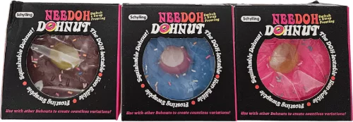 Fánk formájú squishy, antistressz játék, Needoh Dohnut, 8 cm-es, többféle színben