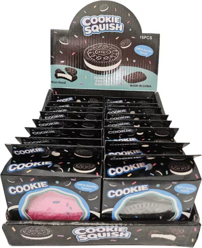 Oreo formájú squishy, antistressz játék, 6cm, kétféle változat