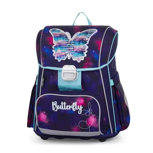 OXY Premium csatos iskolatáska szett tolltartóval és tornazsákkal, Butterfly