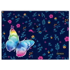   Irattartó tasak A/4, patentos, műanyag, Butterfly, lepkés, sötétkék
