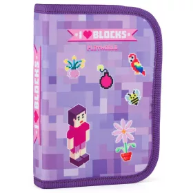  Minecraft mintás tolltartó klapnis, üres, OXY 2026, Playworld Girl, lila-rózsaszín