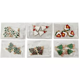   Karácsonyi medálok, kb. 1,5-2 x 1,5cm, 4 db/csomag, többféle változat