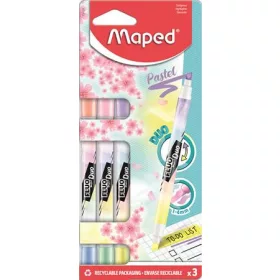   Szövegkiemelő készlet, 3/6 db-os, kétvégű, 1-5 mm, Maped Fluo Peps Duo, 6 különböző pasztell szín