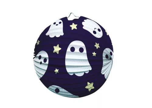 Halloween mintás gömb alakú papírlampion, 25 cm átmérő, 4 féle változat (LED nélkül)