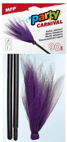 Boszorkány seprű, 90 cm hosszú, műanyag és tüll, többféle változat