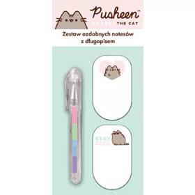   Pusheen cicás jegyzettömb-, jelölőcímke készlet mini tollal, 3 db-os