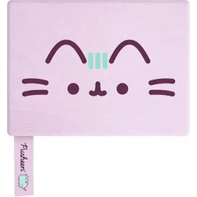   Pusheen cicás napló plüss borítóval, A/5 fekvő, 96 lapos, vonalas, 70g papír, lila