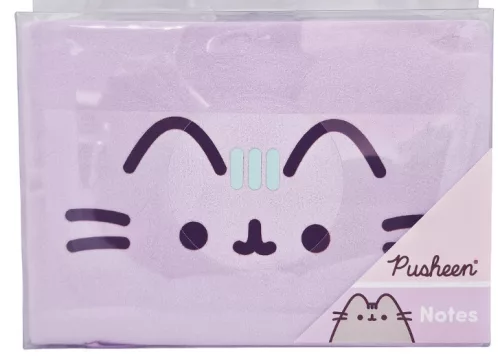 Pusheen cicás napló plüss borítóval, A/5 fekvő, 96 lapos, vonalas, 70g papír, lila