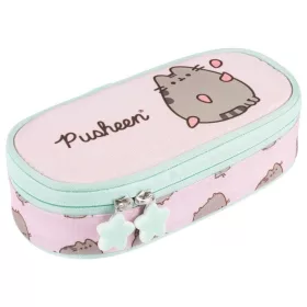   Pusheen cicás tolltartó, beledobálós, ovális, rózsaszín