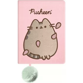   Pusheen cicás napló plüss borítóval, A/5, 96 lapos, vonalas, 70g papír, rózsaszín