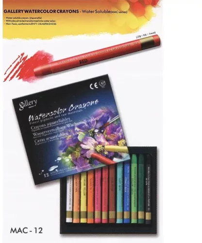 Akvarellkréta 12 db-os szett papírdobozban, Mungyo Gallery Watercolor Crayons MAC-12