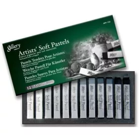   Extrafinom porpasztell kréta 12 db-os szett, szürkeskála, Mungyo Gallery Artist' Soft Pastels MPV-12G