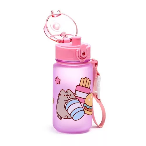 Pusheen cicás kulacs, 350ml, ínyenc Pusheen macska, rózsaszín