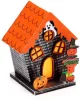Halloweeni dekor házikó, LED-es, narancssárga, tök és szellem, Trick or Treat