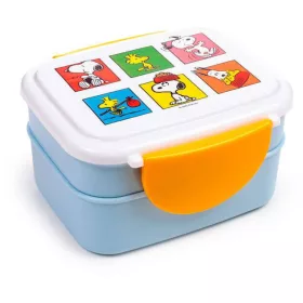  Snoopy ételhordó, uzsonnás doboz szett, evőeszközökkel, Bento, Snoopy & Woodstock PEANUTS