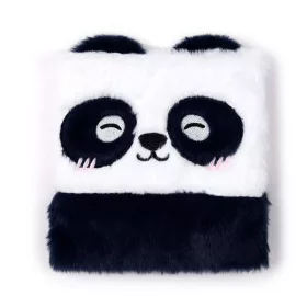   Pandás napló, 16x15cm, plüss borítóval, vonalas, Susu, a panda