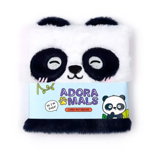 Pandás napló, 16x15cm, plüss borítóval, vonalas, Susu, a panda