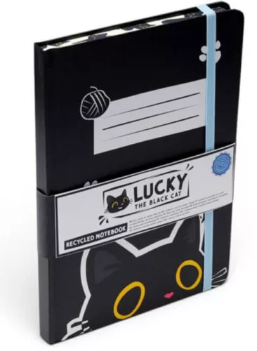 Cicás notesz, A/5, vonalas, 60 lapos, Lucky, a fekete macska
