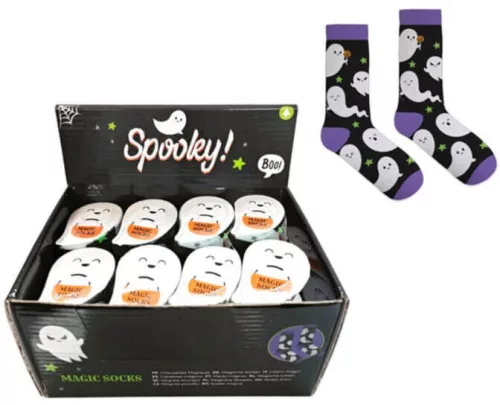 Halloweeni zokni, zsugorított varázszokni szellem mintával, kísérteties Spooky (EU36-38 és 39-41 méret)