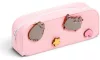 Pusheen cicás tolltartó, belefobálós, szögletes, szilikon, levehető díszekkel