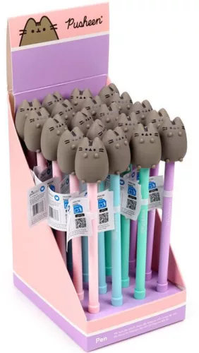 Pusheen cicás zseléstoll, fekete tinta, Pusheen figurával, többféle