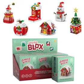   Karácsonyi mini építőkocka készlet, zsákbamacska mistery micro blox, karácsonyi csapat, 6 féle változat