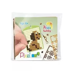   Pixel kulcstartókészítő szett 1 kulcstartó alaplappal, 3 színnel, kutyus (23107)