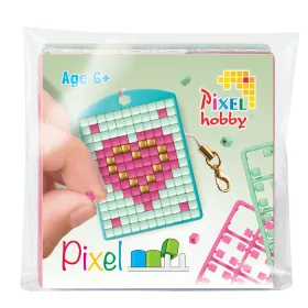   Pixel kulcstartókészítő szett 1 kulcstartó alaplappal, 3 színnel, szivecske