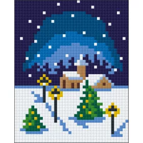   Pixel szett 1 normál alaplappal, színekkel, téli táj (801108)