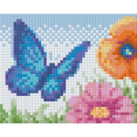   Pixel szett 1 normál alaplappal, színekkel, pillangó virágokkal (801333)