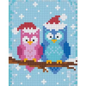   Pixel szett 1 normál alaplappal, színekkel, baglyok télen (801418)