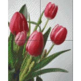   Pixel szett 4 normál alaplappal, színekkel, tulipánok (804015)