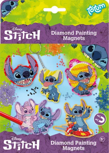 Stitch gyémántfestés szett 6 db formával, mágnesek és kulcstartó