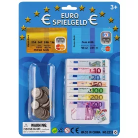   Játékpénz, EURO, apró és papírpénz, 2 db kivágható bankkártya