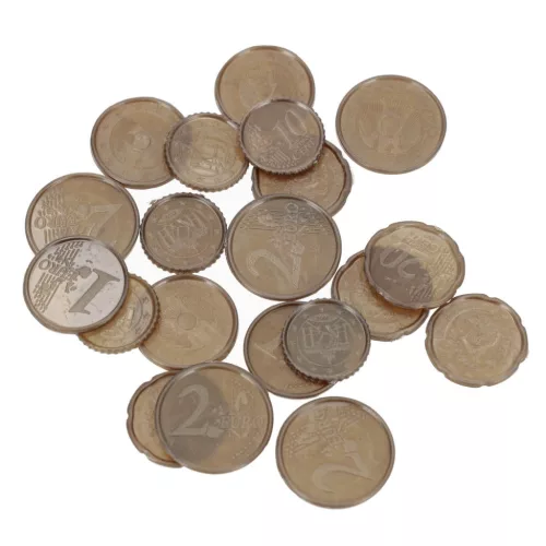 Játékpénz, EURO, apró és papírpénz, 2 db kivágható bankkártya