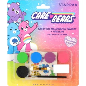   Care Bears arcfesték, tégelyes, 9 db-os 4 ív matricával (6 szín), Starpak