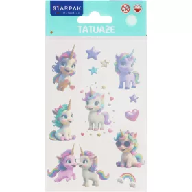   Tetoválás matrica szett, cuki unikornisok, 10x17,5cm, Sticker Boo