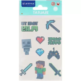   Tetoválás matrica szett, Minecraft mintás, 10x17,5cm, Sticker Boo (592918)
